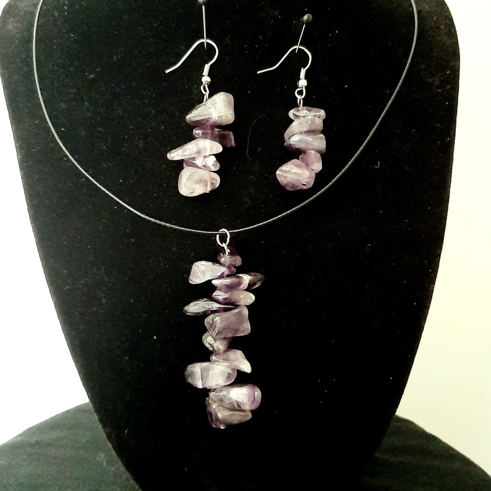 Trendy Amethist natuursteen  set, Overige materialen, Hangers, Paars, Nieuw