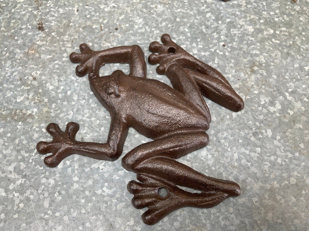 GIETIJZEREN FROG KIKKER MUURDECORATIE BRUIN NIEUW, -, -, Nieuw, Ophalen of Verzenden