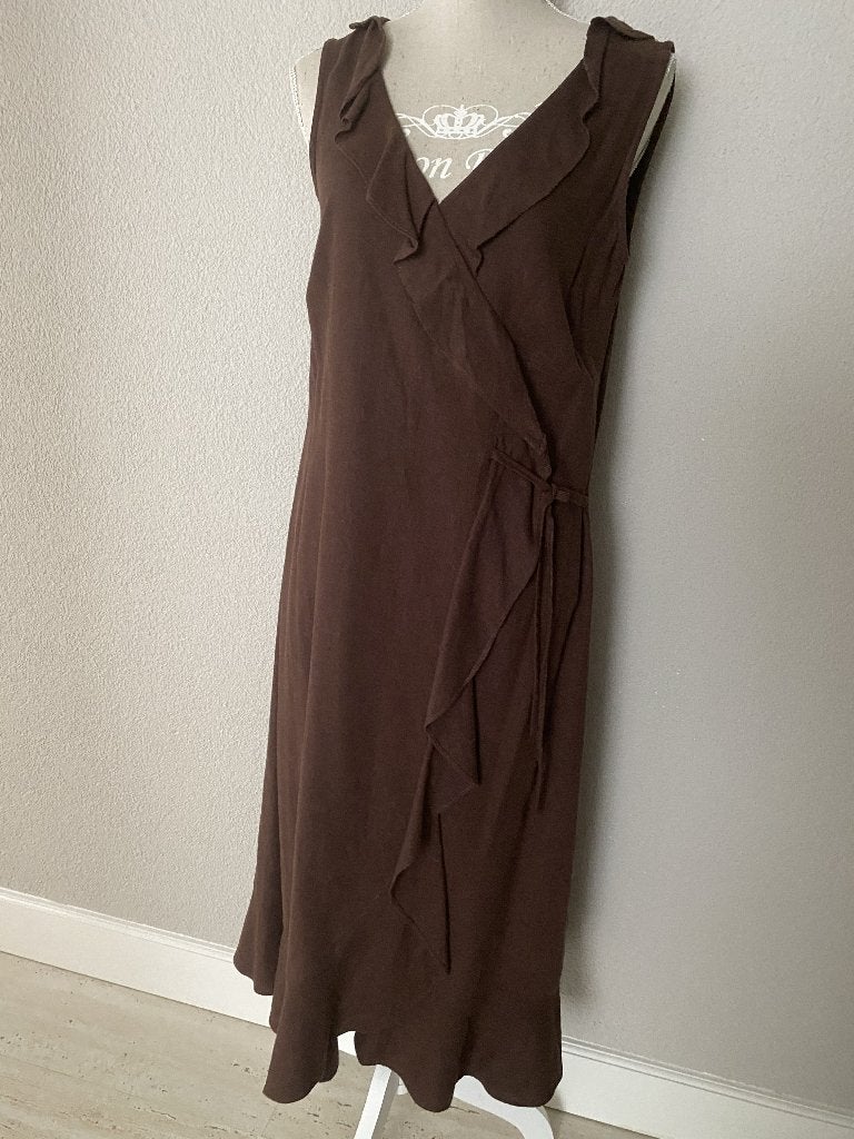 Jurk Bruin linnen Maat 38 Merk Ladies Choice, Maat 38/40 (M), Bruin, Ophalen of Verzenden, Zo goed als nieuw