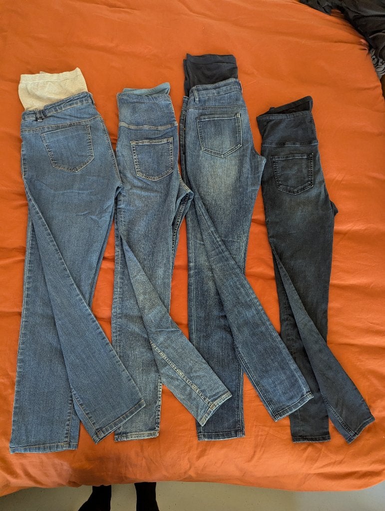 Zwangerschapsjeans 4x Mamalicious en H&M maat M, Kleding | Dames, Maat 38/40 (M), Blauw, Ophalen of Verzenden, Zo goed als nieuw