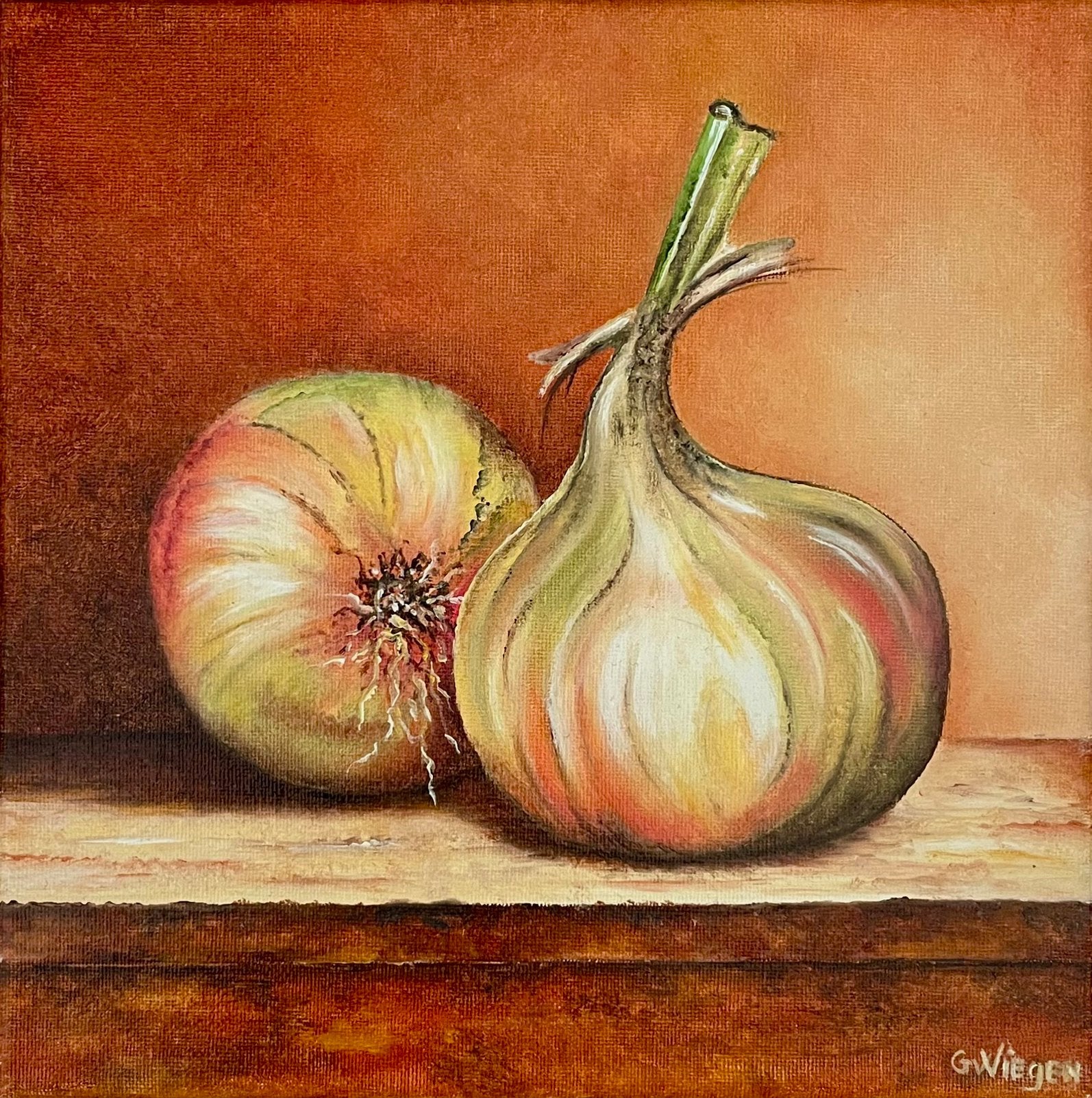 Schilderij Uien - stilleven, Ophalen of Verzenden