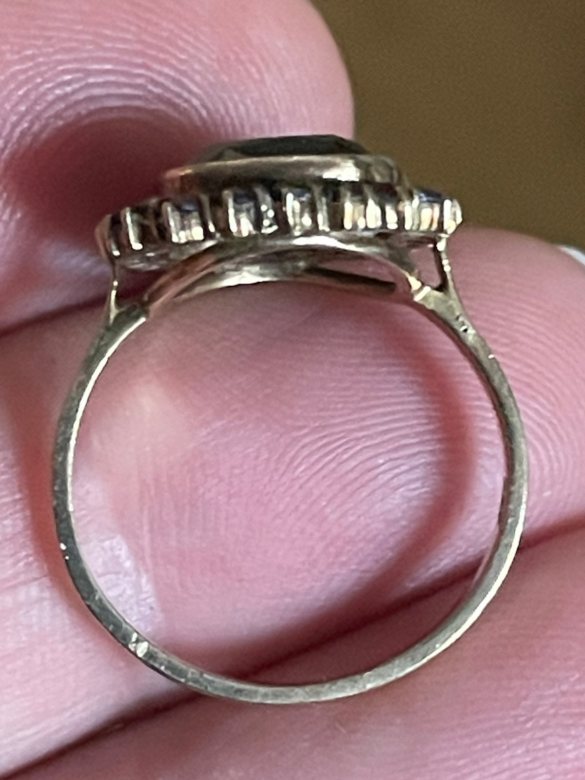8 karaat geelgouden vintagering met granaat, Ophalen of Verzenden, Goud, Ring