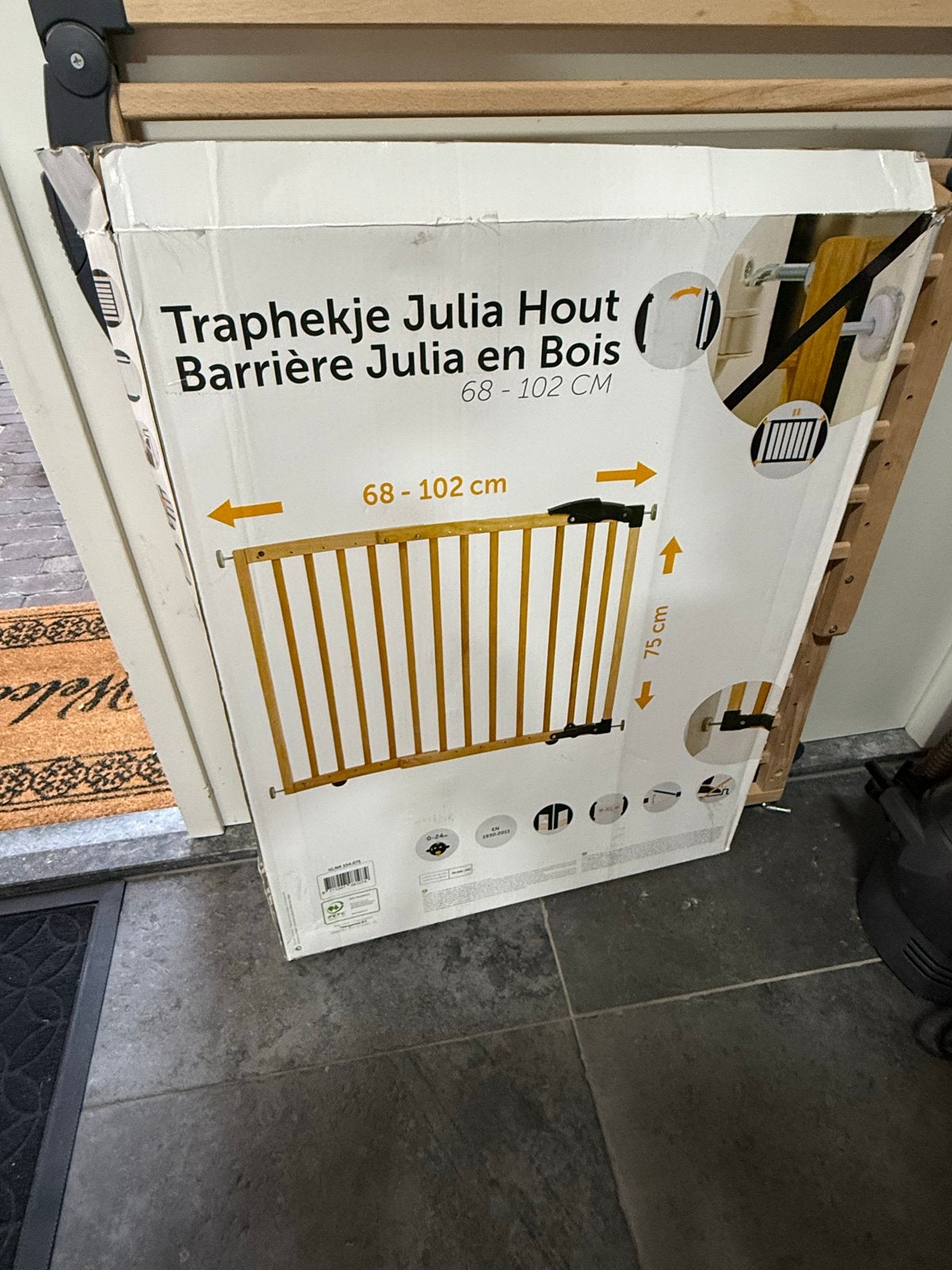 Traphekje Julia Hout - Uitschuifbaar (68-102cm), Kinderen en Baby's, Traphekjes, Ophalen, Zo goed als nieuw, Hout, 100 tot 115 cm