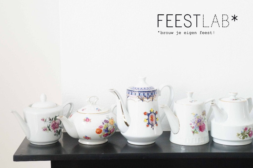 Vintage brocante high tea servies huren tot wel 200 pers!, Ophalen, Gebruikt, Porselein, Overige stijlen