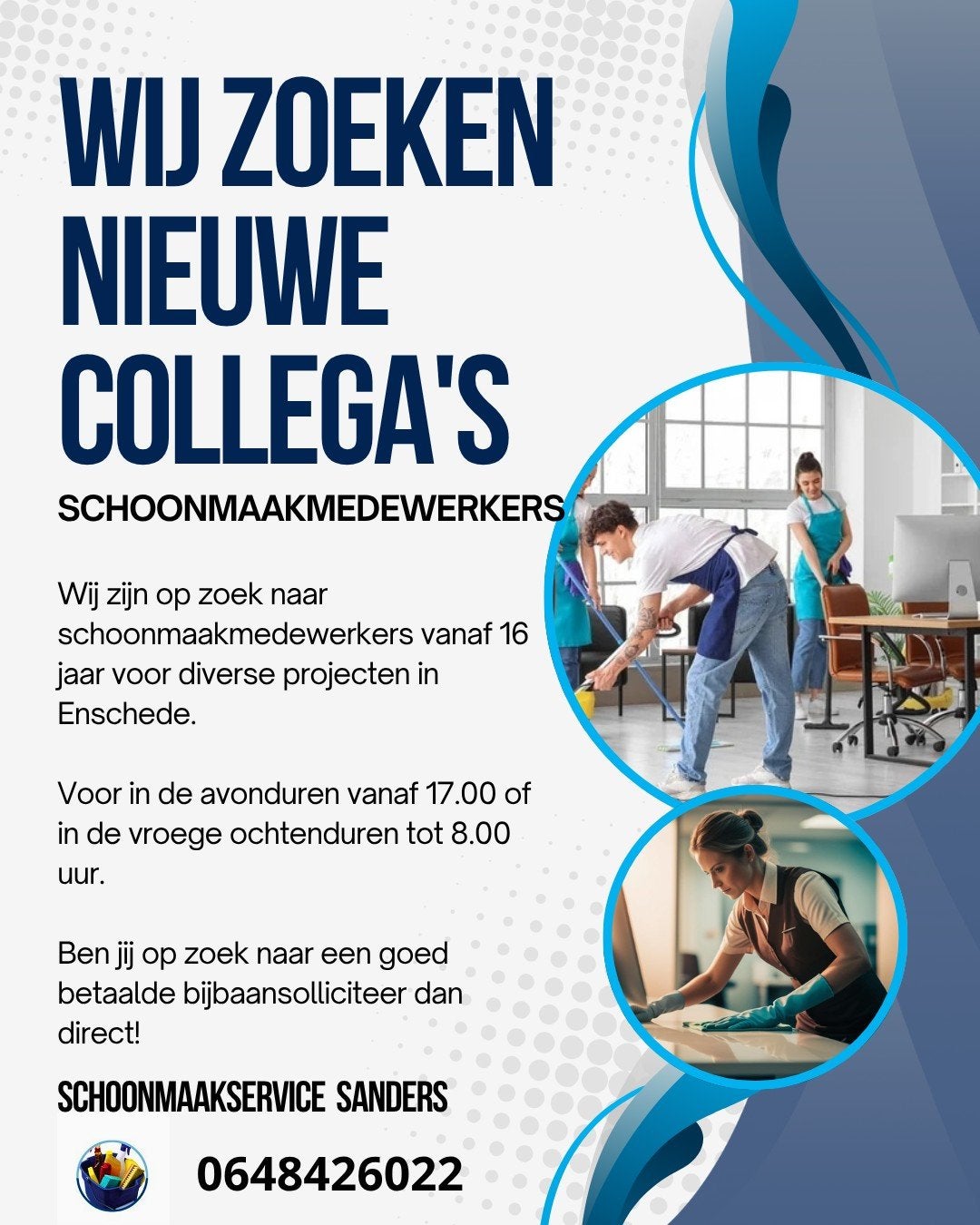 Vacature schoonmaakmedewerkers, Overige niveaus, Starter, Overige vormen