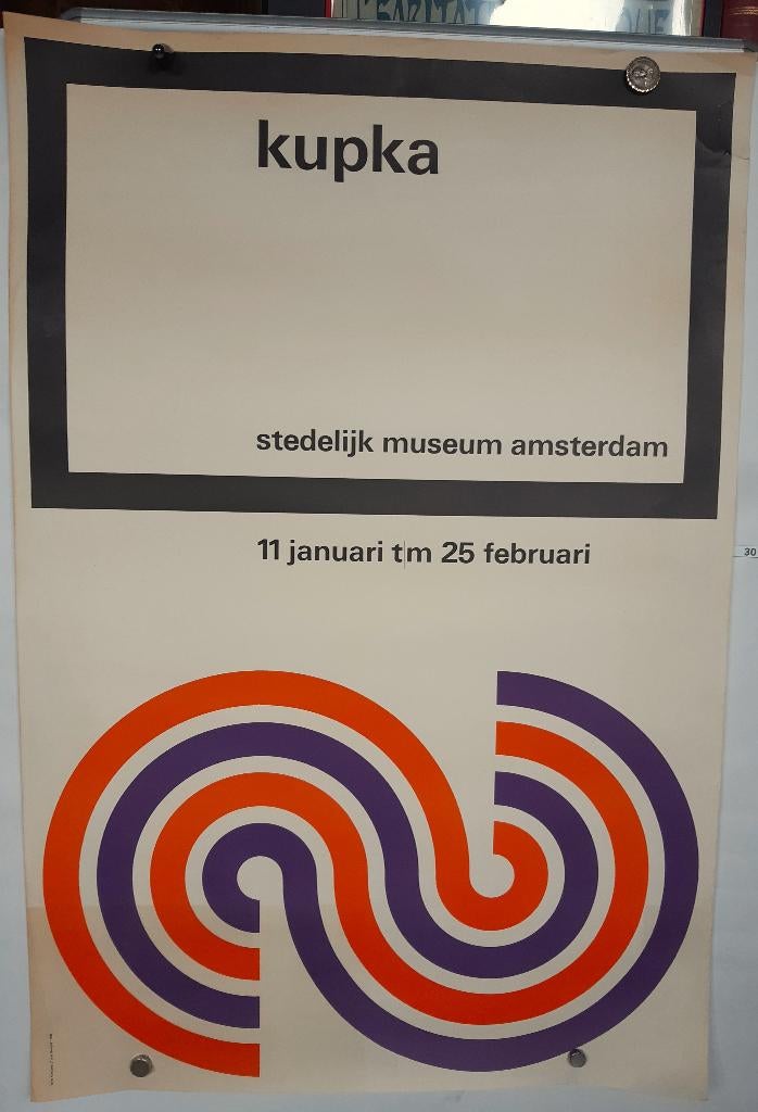 Originele poster Wim Crouwel Frantisek Kupka Stedelijk Mus., Verzenden, A1 t/m A3, Film en Tv, Rechthoekig Staand
