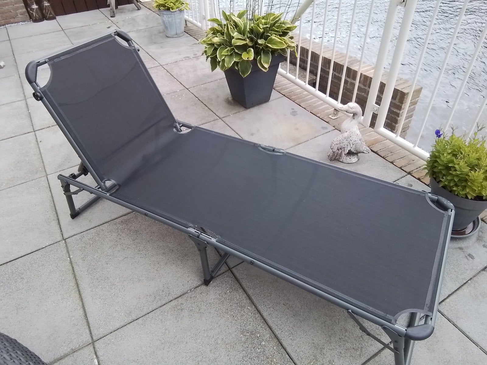 Comfortabel ligbed met 5 verstelbare standen, Tuin en Terras, Ophalen, Gebruikt, Textileen, Verstelbaar