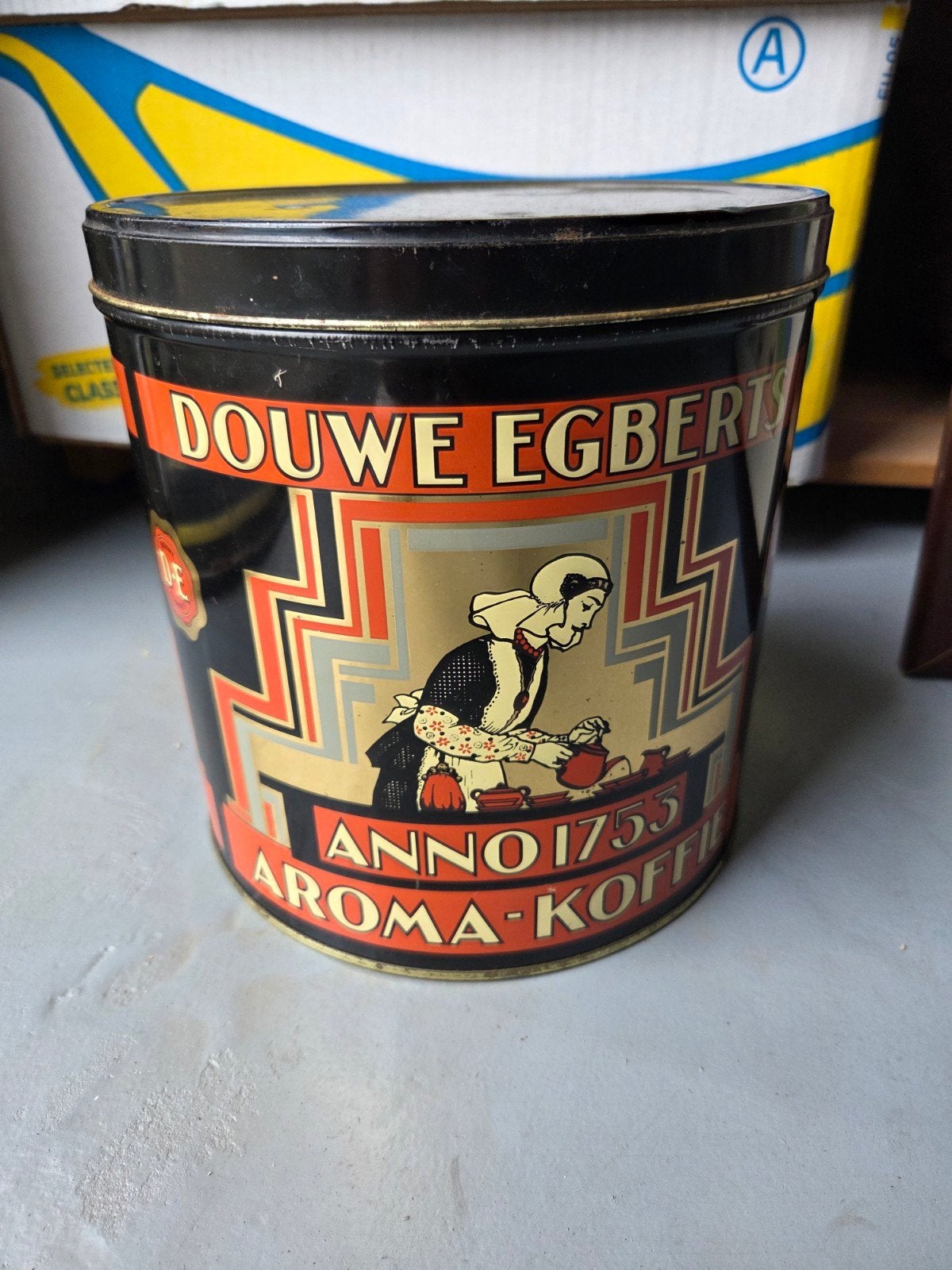 oud douwe egberts blik rond, Verzamelen, Blikken, Ophalen, Gebruikt, Koffie, Douwe Egberts