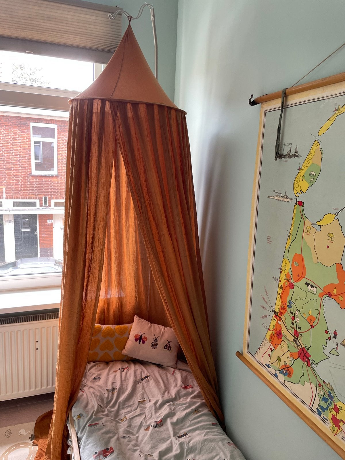 Hemelbed Gordijn / Klamboe voor Kinderbed incl. standaard, Ophalen, Gebruikt, 160 tot 180 cm, 70 tot 85 cm