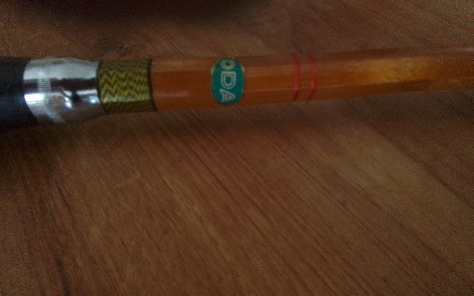Antieke ODA Bamboe Werphengel met Fishing 1000 Molen, Ophalen of Verzenden, Gebruikt, Complete hengel