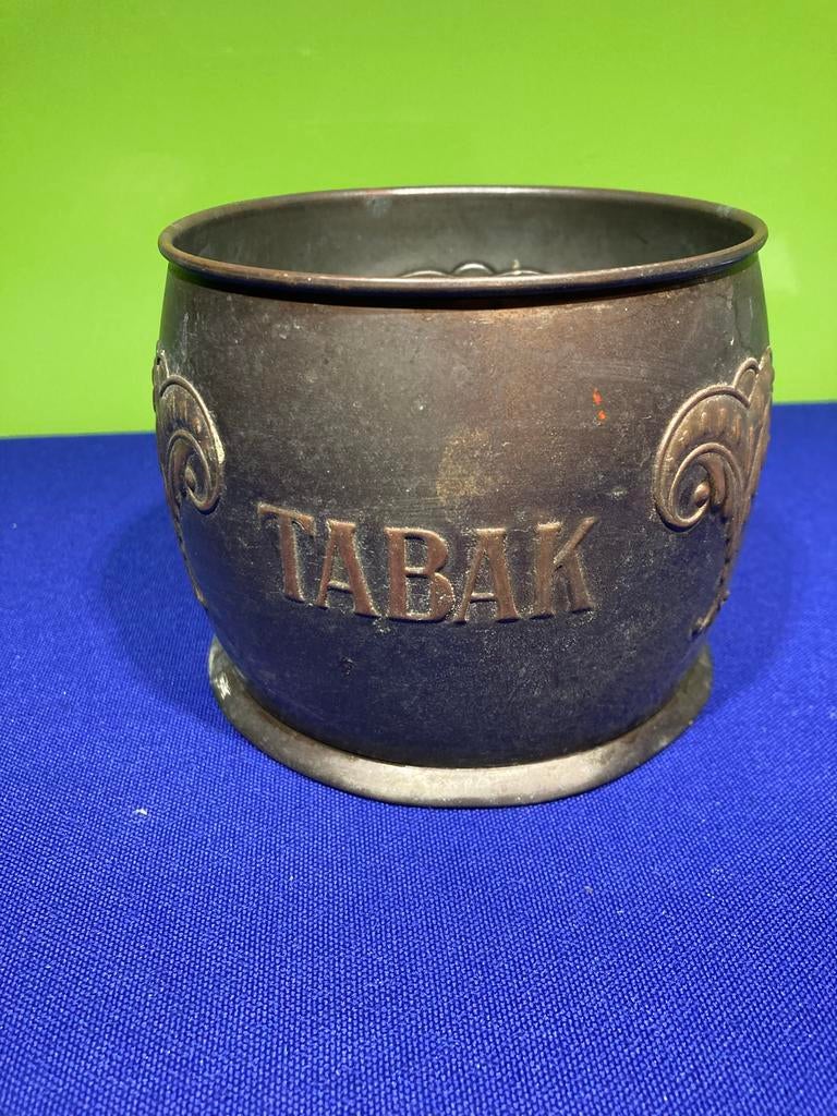 Vintage metalen potje “TABAK” - decoratief bakje, Ophalen of Verzenden, Gebruikt