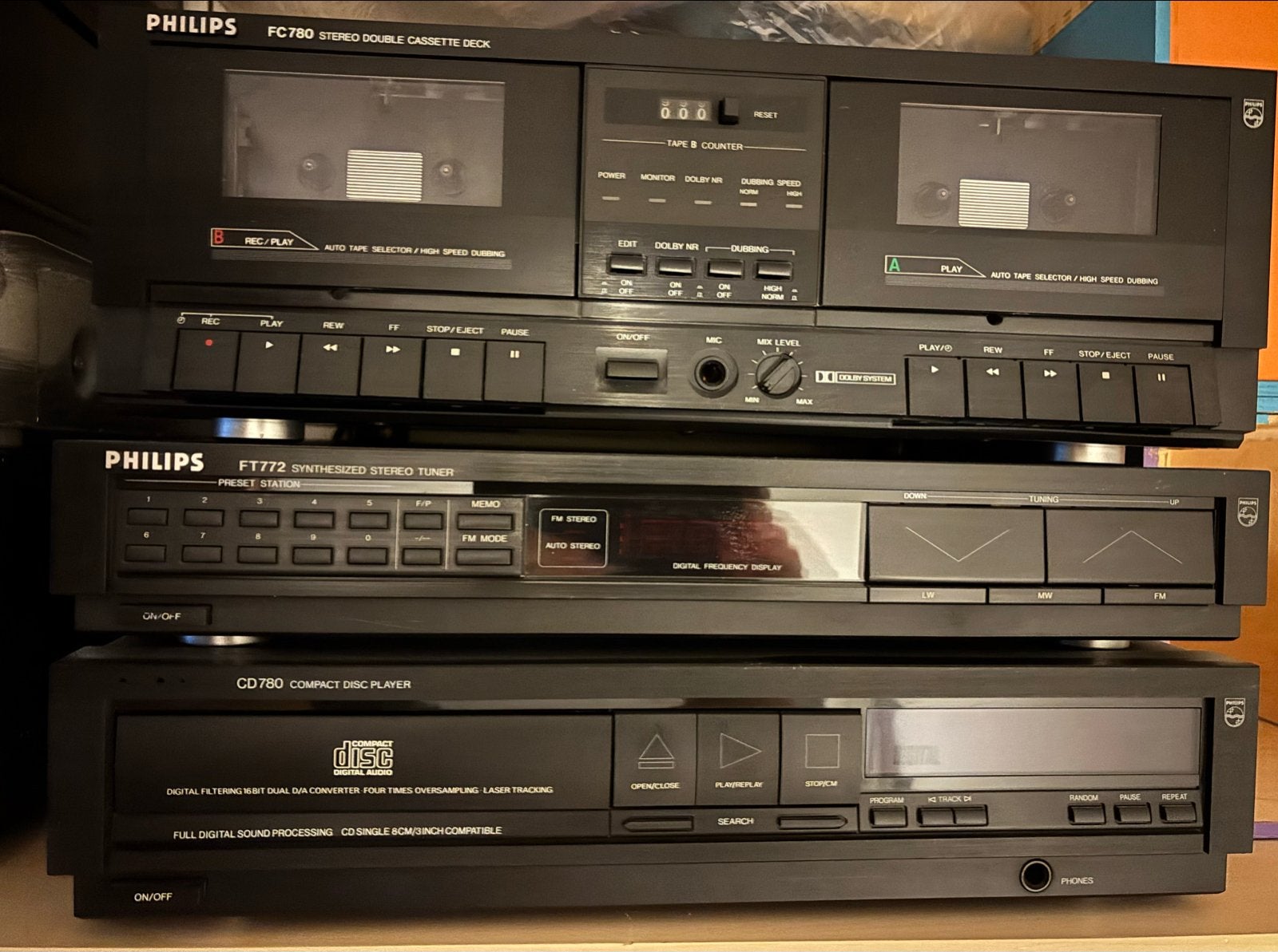 Philips Hifi Set: Cassettedeck, CD-speler, Tuner, Versterker, Audio, Tv en Foto, Ophalen, Philips, Gebruikt, Cassettedeck