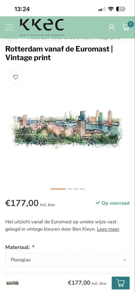 Schilderij Rotterdam Plexiglas 100x35 cm, Ophalen