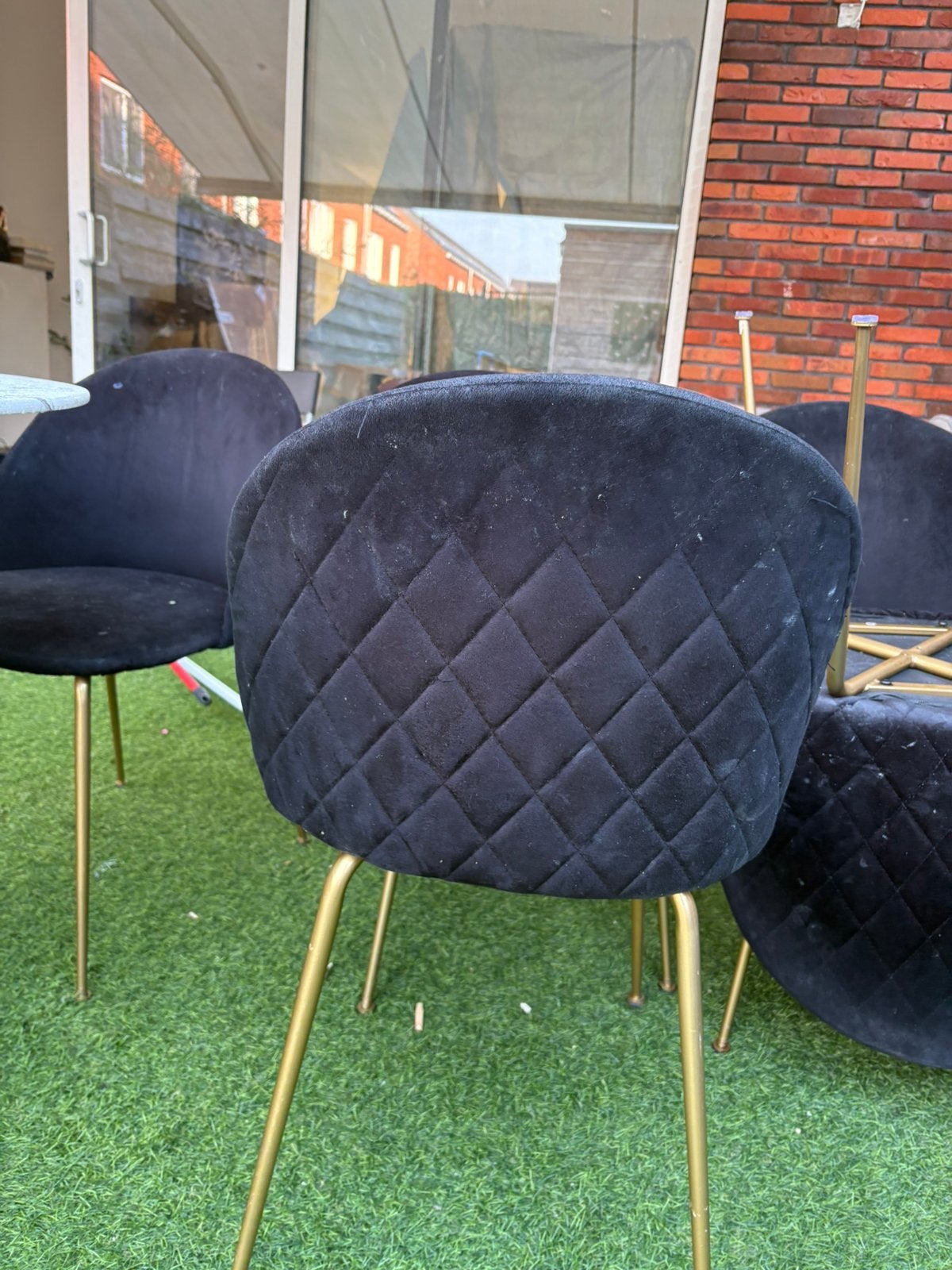 Eetkamer stoelen zwart fluweel 5 stuks, Ophalen, Zo goed als nieuw