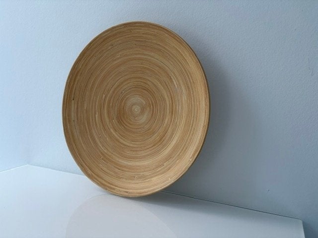 Ronde bamboe schaal 30 cm, Overige materialen, Schaal, Rond, Ophalen of Verzenden