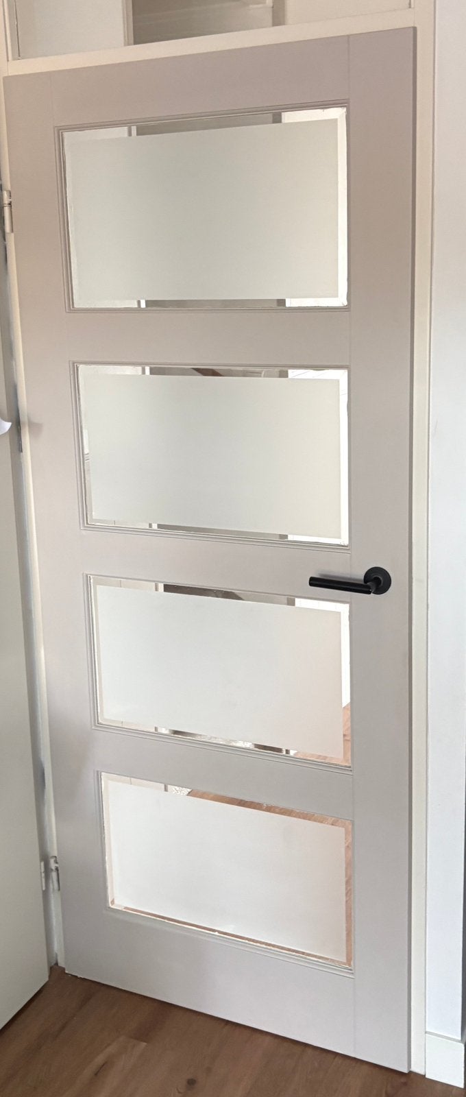 Binnendeur opdekdeur met glas, Ophalen, Gebruikt, 80 tot 100 cm, Binnendeur