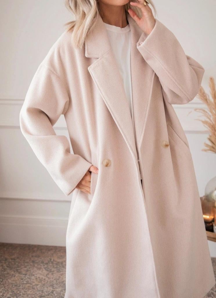 Stijlvolle Beige Oversized Jas ZGAN, Kleding | Dames, Jassen | Winter, Maat 38/40 (M), Beige, Ophalen of Verzenden, Onbekend