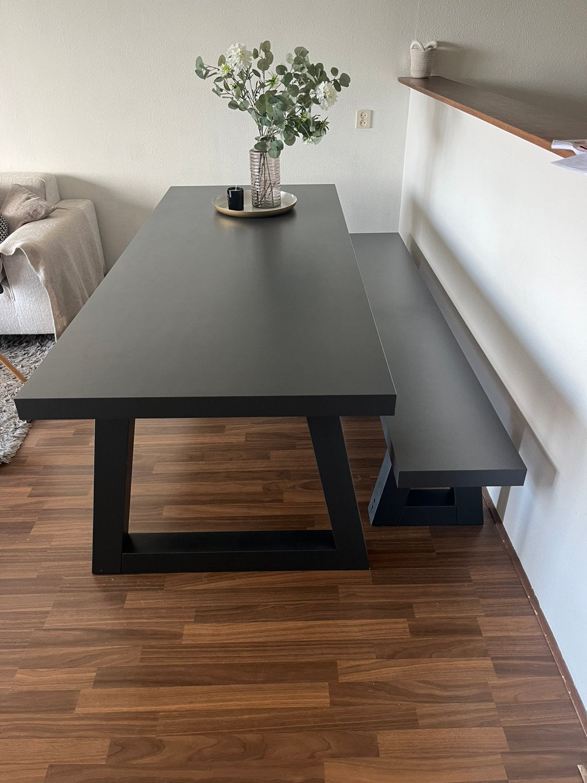 Eettafel met eetkamerbank, Huis en Inrichting, Ophalen, 100 tot 150 cm, 200 cm of meer, Zo goed als nieuw
