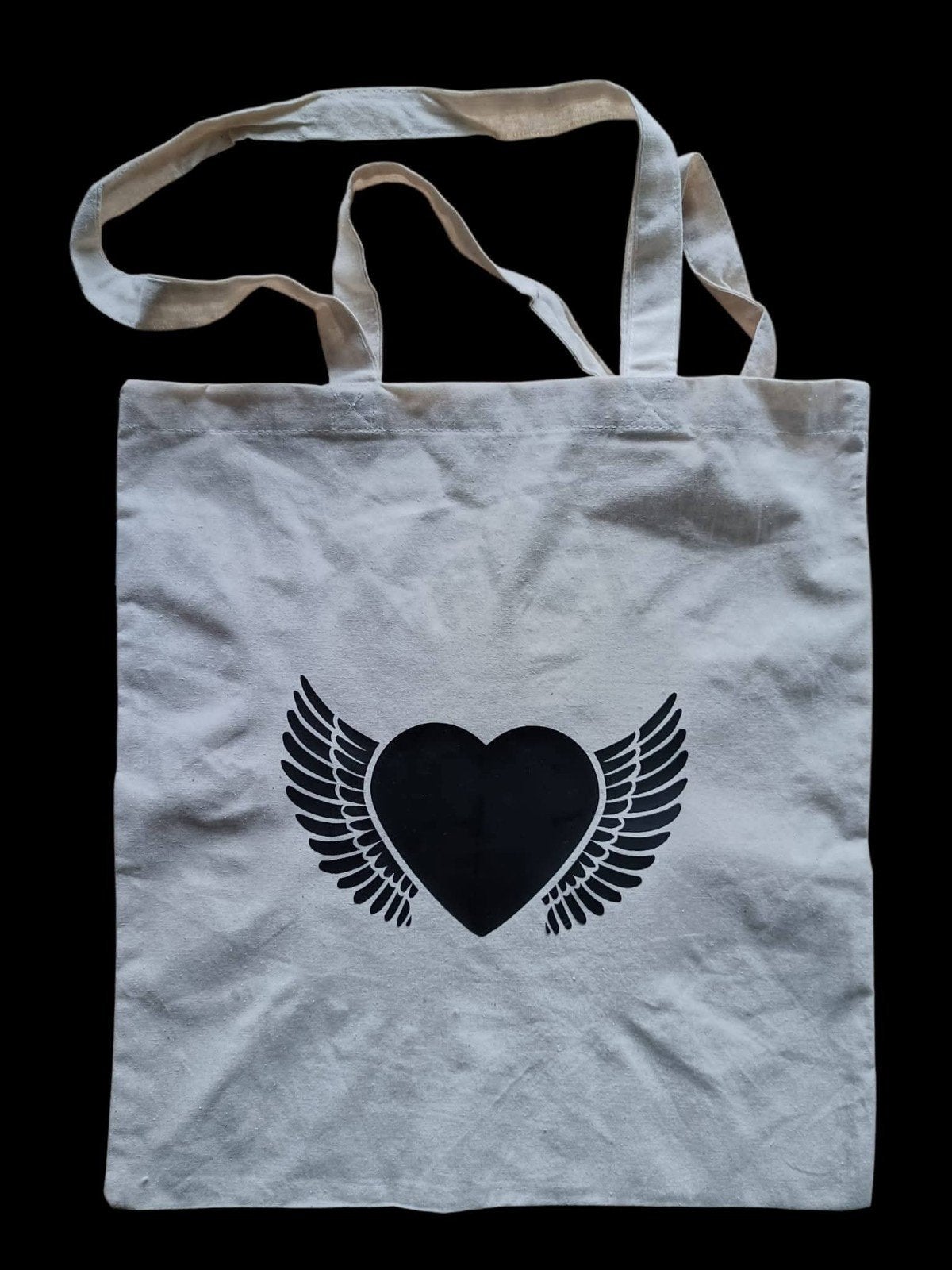 Stoffen tas met hart en vleugels - Zo goed als nieuw, Ophalen, Zo goed als nieuw, Beige, Shopper