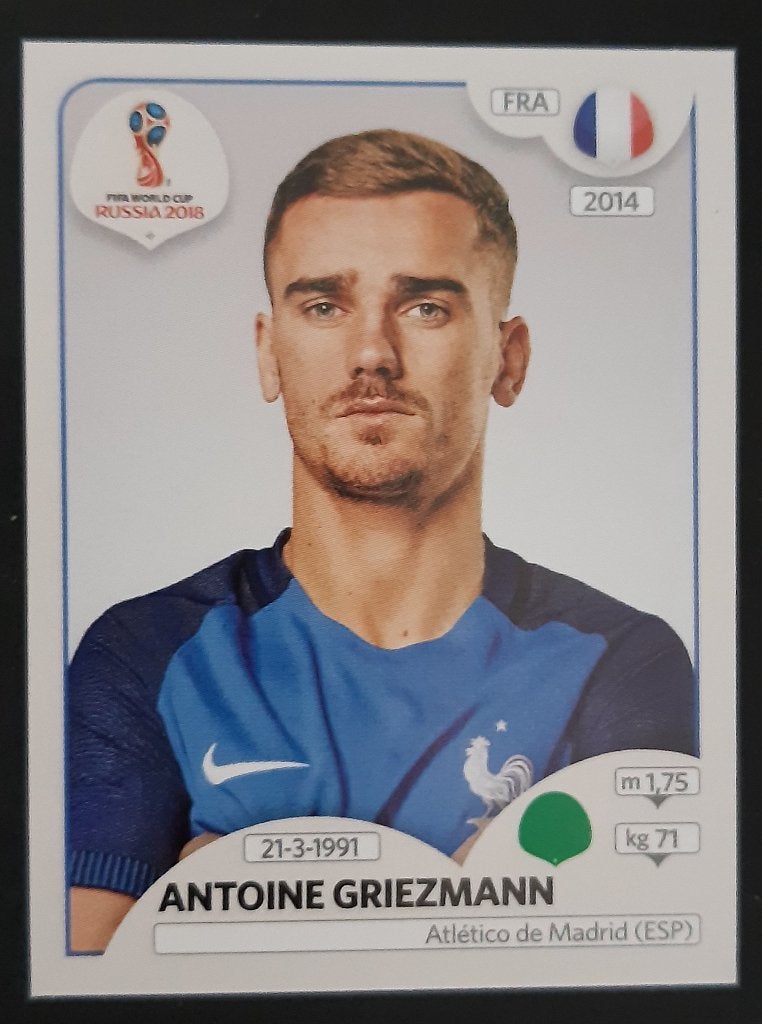 Panini Antoine Griezmann WK 2018 Russia nr 195 roze, Verzamelen, Sportartikelen en Voetbal, Verzenden, Zo goed als nieuw, Buitenlandse clubs