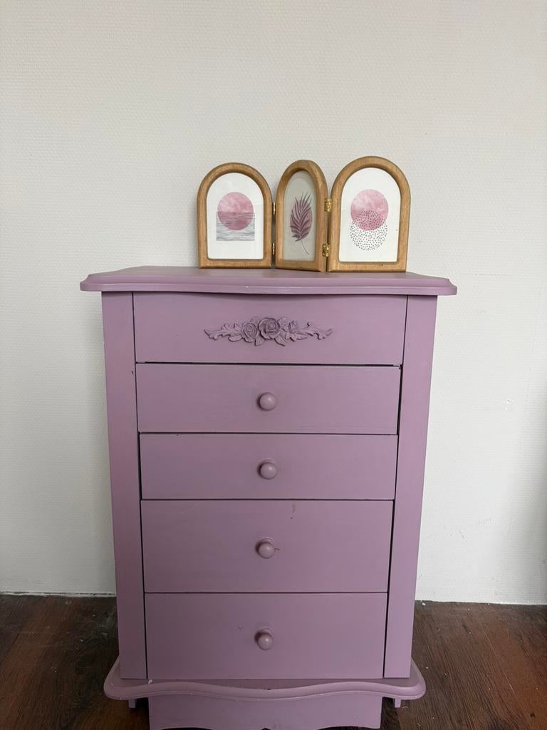 Nachtkastje meisje, brocant, Huis en Inrichting, Kasten | Ladekasten, Ophalen, Gebruikt, 50 tot 100 cm, 3 of 4 laden