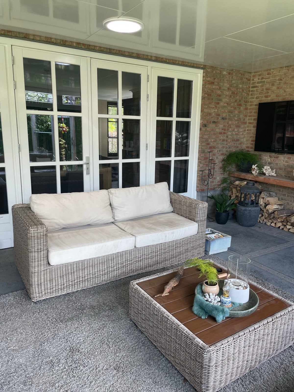 Wicker Loungeset met Salontafel - gebruikt, Gebruikt, Loungeset, Wicker, Bank