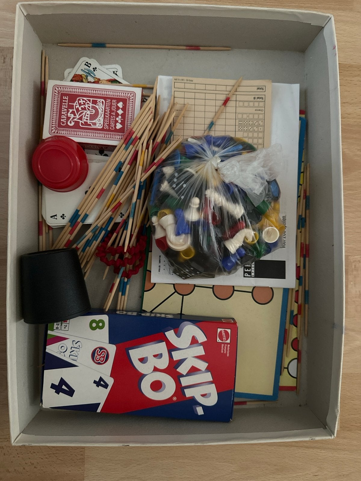 Diverse Spellen Collectie: Skip-Bo, Mikado, Kaartspellen, Een of twee spelers, Ophalen of Verzenden, Gebruikt
