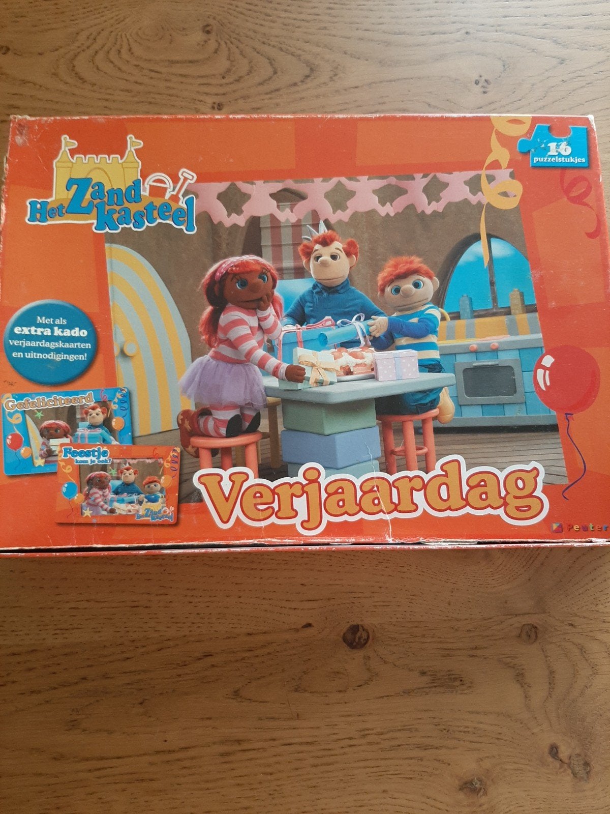 Het Zandkasteel Verjaardag Puzzel 16 stukjes, Ophalen of Verzenden, 10 tot 50 stukjes, Gebruikt, 2 tot 4 jaar