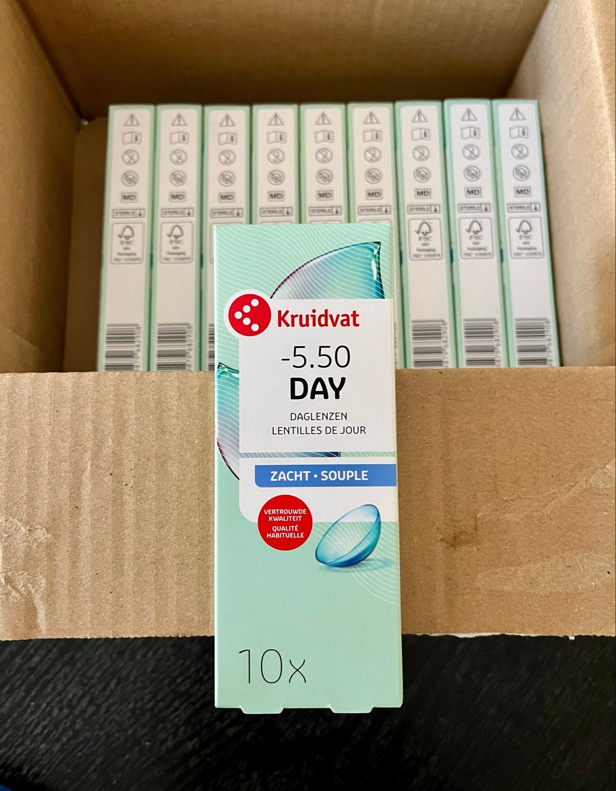 Kruidvat Daglenzen Zacht -5.50 in totaal 100 lenzen, Ophalen of Verzenden, Nieuw, Zwart, Overige merken