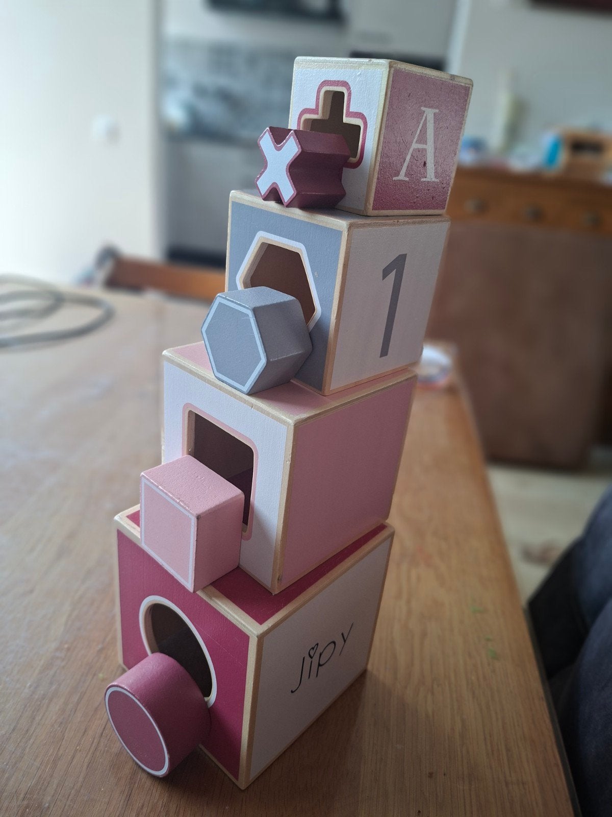 Jipy Houten Stapelblokken Sorteerspeelgoed, Kinderen en Baby's, Speelgoed | Houten speelgoed, Ophalen, Gebruikt, Overige typen