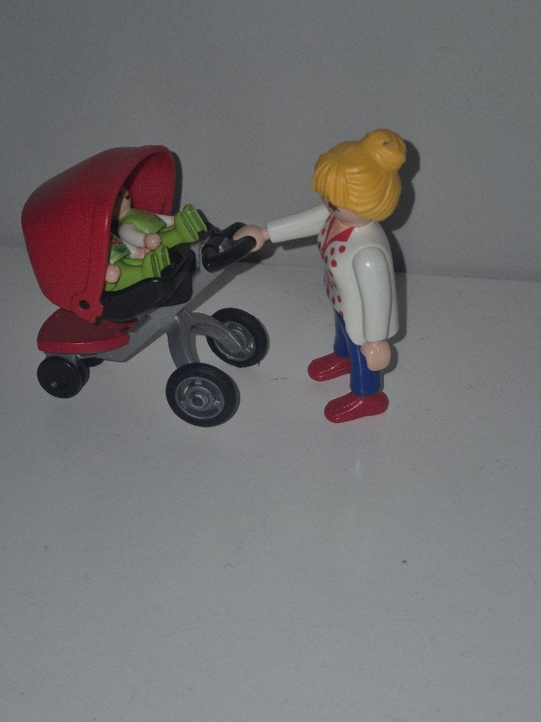 Playmobil moeder met kinderwagen tweeling, Ophalen of Verzenden, Gebruikt, Complete set
