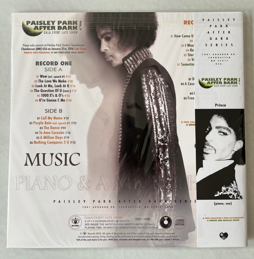 Foto 3 van Prince - Piano & A Microphone Gala Event + 2CD SET