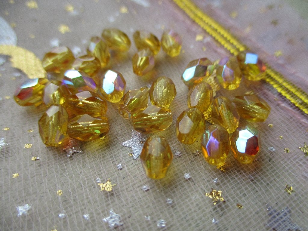 859/ partij tsjechische crystal amber ab kralen, Ophalen of Verzenden, Nieuw, Kraal