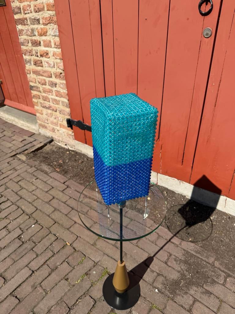 Vintage 90s MOJNA IKEA Blauw Turkoois Kralen Tafellamp Y2K, Ophalen, Gebruikt, Kunststof, Minder dan 50 cm