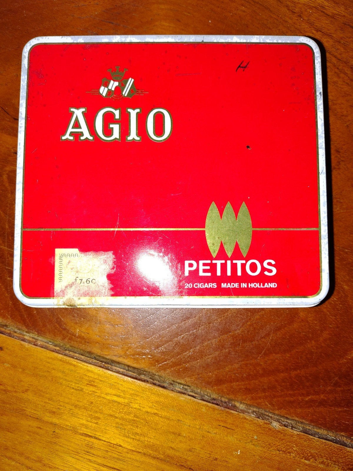 Vintage Agio Petitos sigarenblikje met accijnszegel, Verzamelen, Ophalen of Verzenden