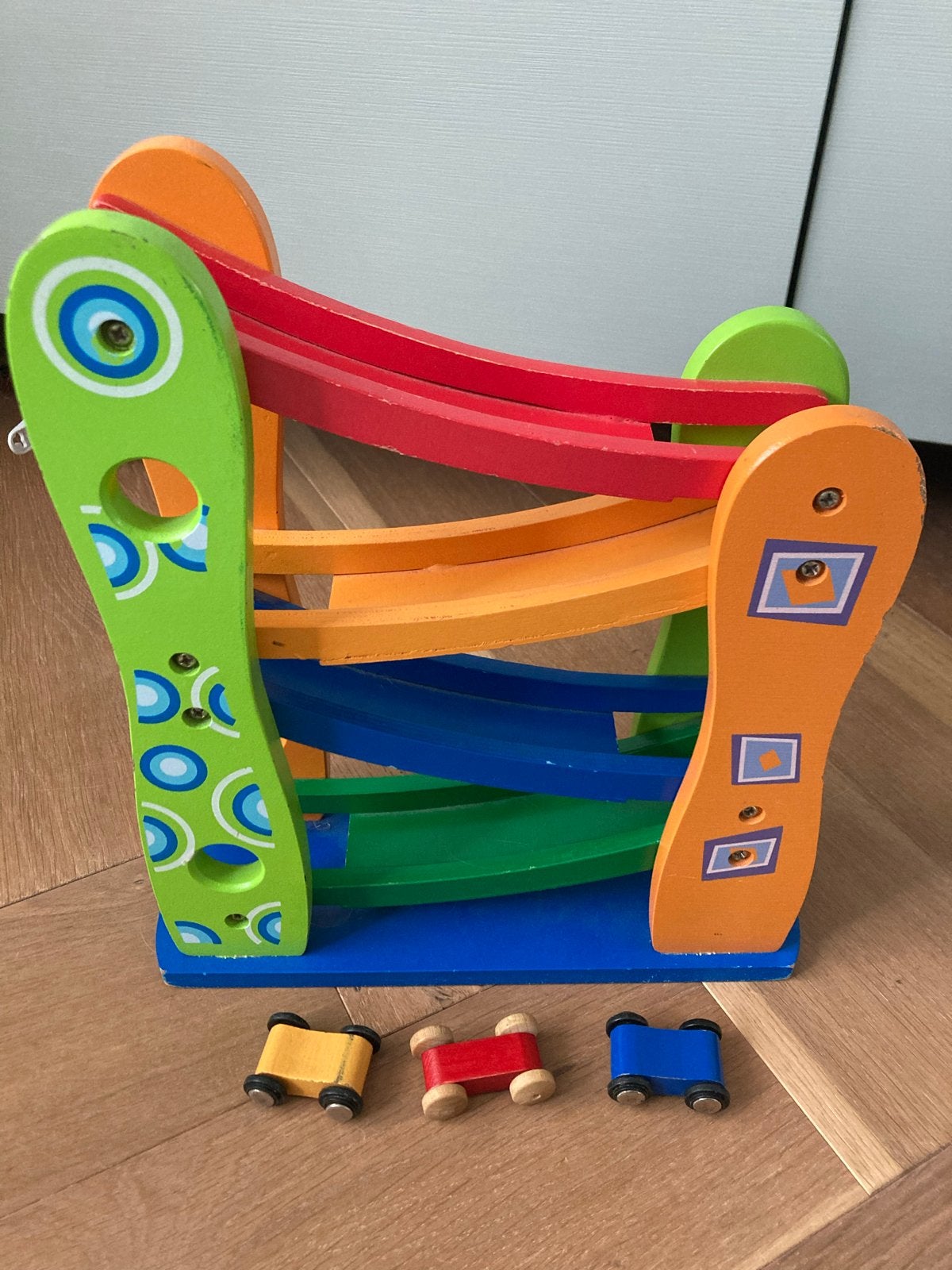 Houten autobaan met 3 auto's, Ophalen of Verzenden, Gebruikt, Jongen of Meisje