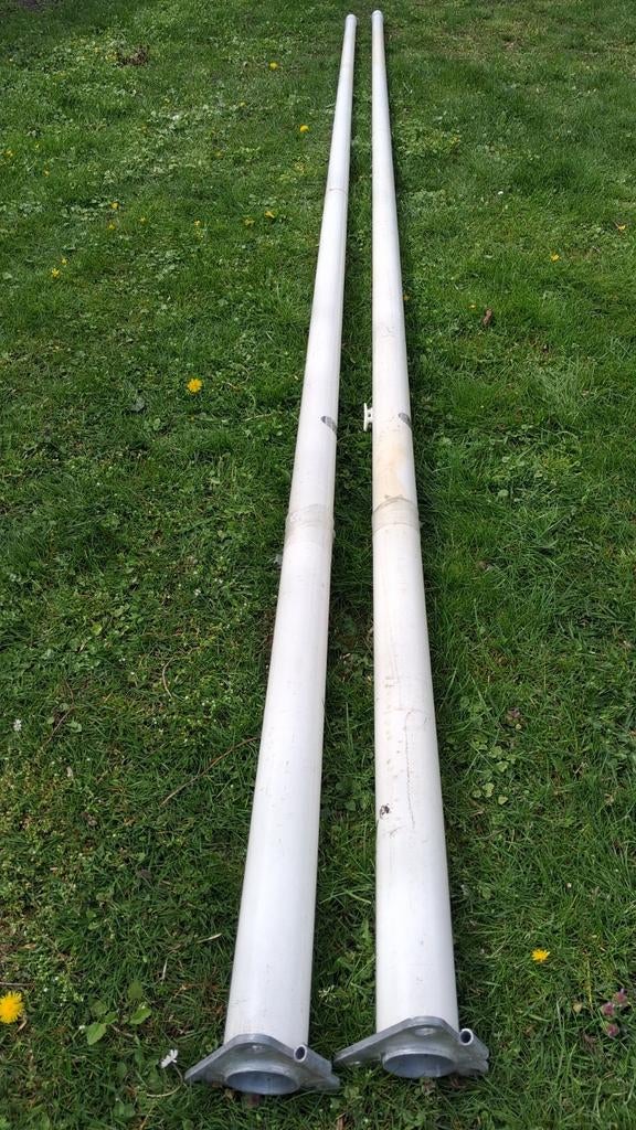 2x aluminium vlaggenmast 6 meter diameter ca 12cm onderzijde, Ophalen, Zo goed als nieuw