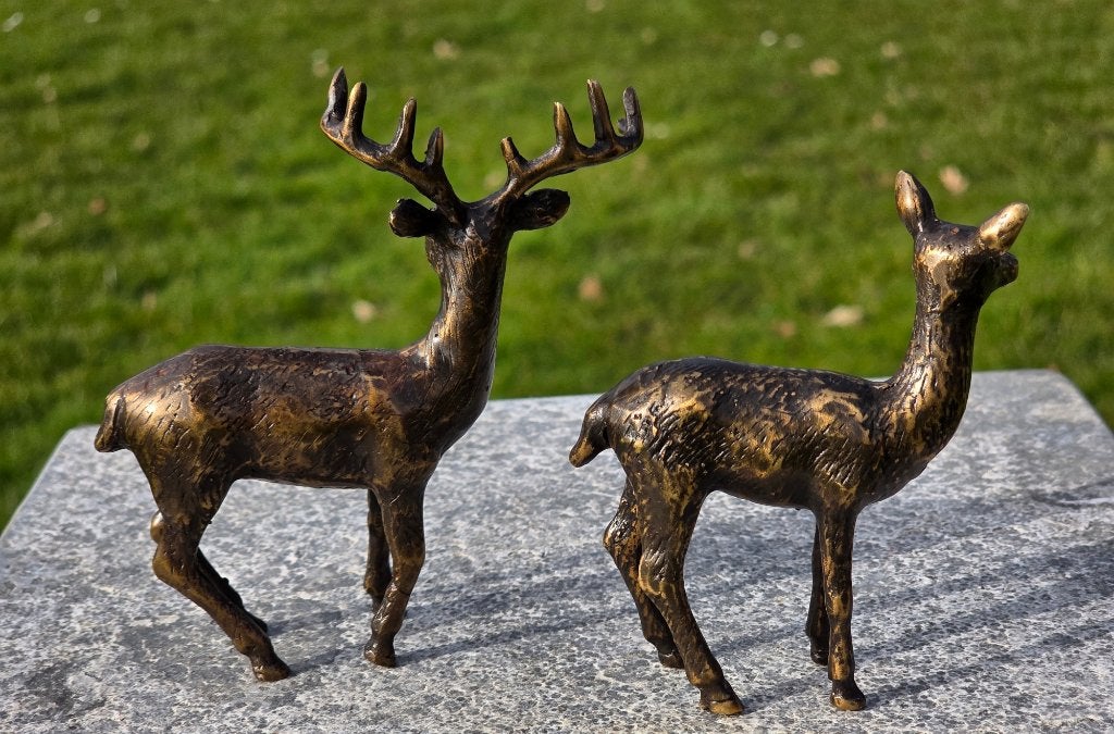 Setje HERTJES / bronzen beeld, Ophalen of Verzenden, Hert, Beeldje of Figuurtje