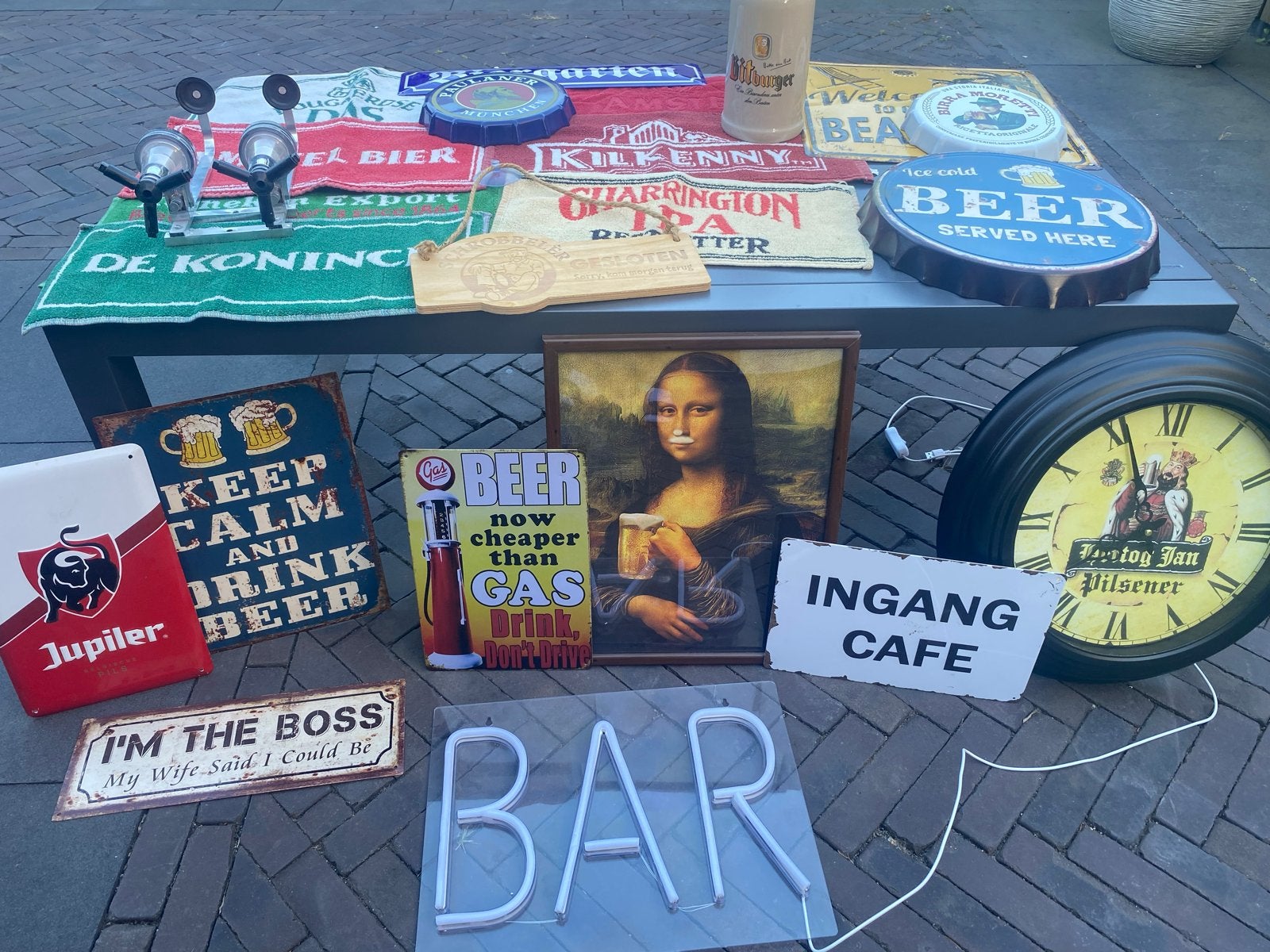 Mancave bier gerelateerde decoratie en reclameborden, Verzamelen, Merken en Reclamevoorwerpen, Ophalen, Gebruikt, Overige typen