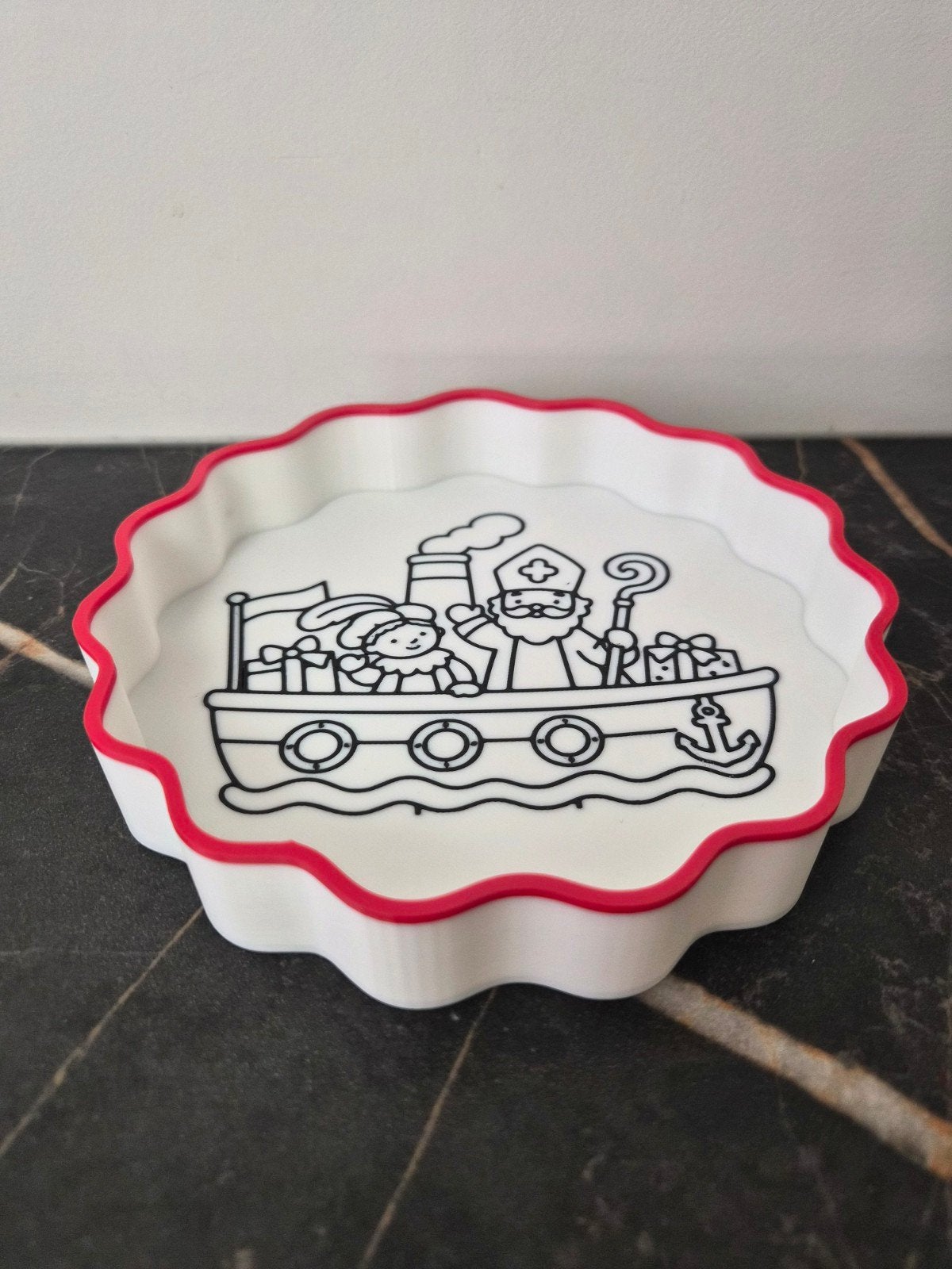 Decoratief Sinterklaas dienblad | 3D geprint plateau, Kunststof, Rond, Nieuw, Ophalen of Verzenden