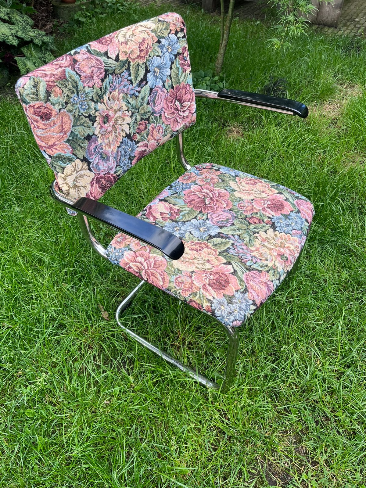 6 buis stoelen met bloemengobelin, Huis en Inrichting, Stoelen, Ophalen, Zo goed als nieuw
