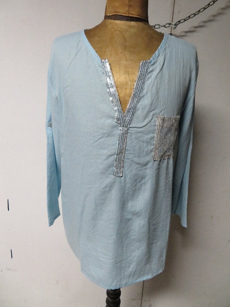 Dames blouse Misslook maat L - XL nieuw met glitter, Kleding | Dames, Blouses en Tunieken, Blauw, Maat 46/48 (XL) of groter, Nieuw