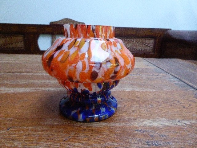 Art deco vaas in Spatterglas,  Kralik Tsjechie, Ophalen of Verzenden