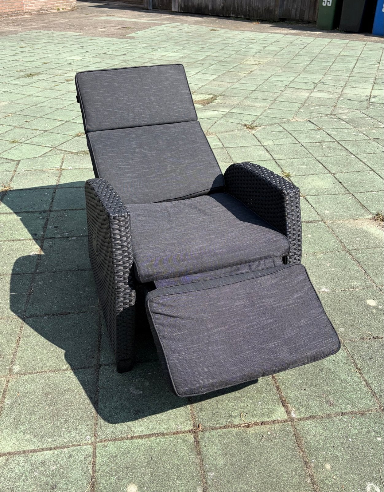 Verstelbare Wicker tuinstoel met voetensteun, Ophalen, Gebruikt, Wicker, Verstelbaar