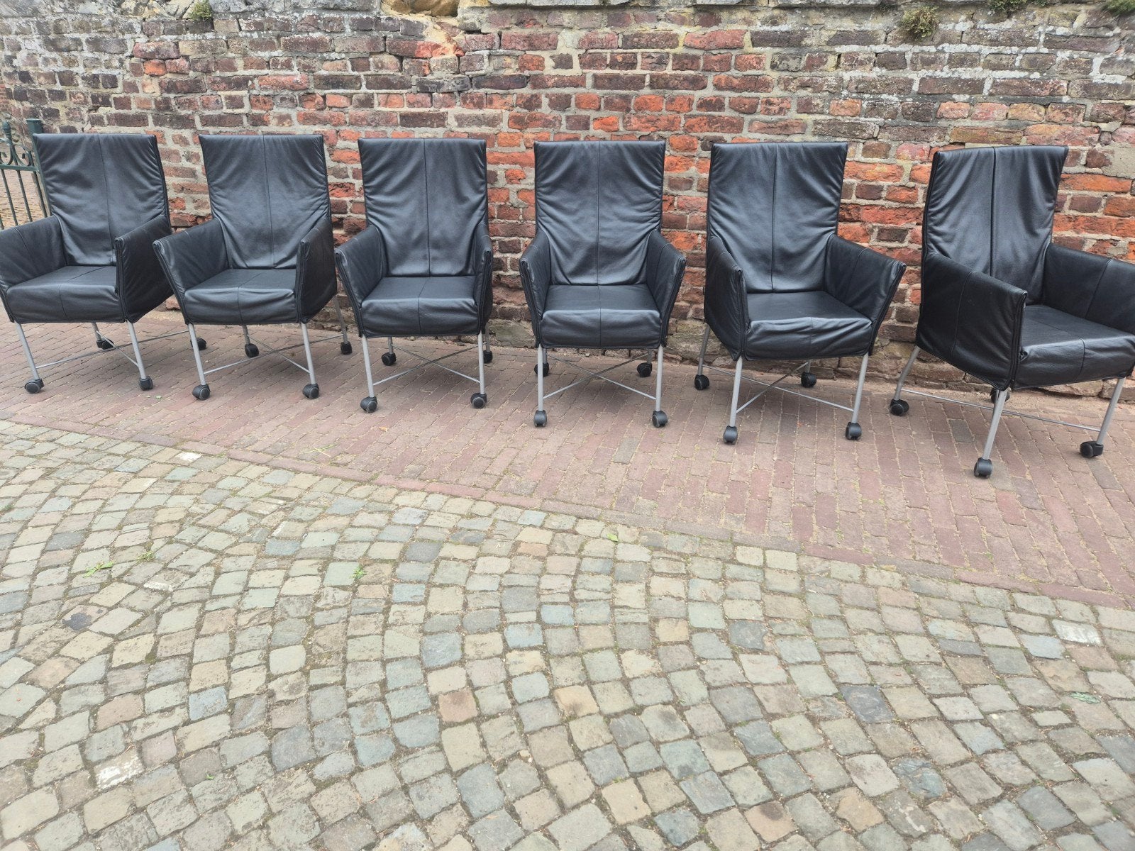 7 Montis Chaplin design eetkamerstoelen gerard van den berg, Zwart, Ophalen of Verzenden, Zo goed als nieuw, Gerard van den berg label montis leolux bert plantagie stijl