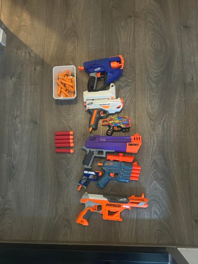 Nerf Pistolen Collectie - 6 Nerf & 1 X-Shot met 25 Kogels, Ophalen of Verzenden, Gebruikt, Jongen
