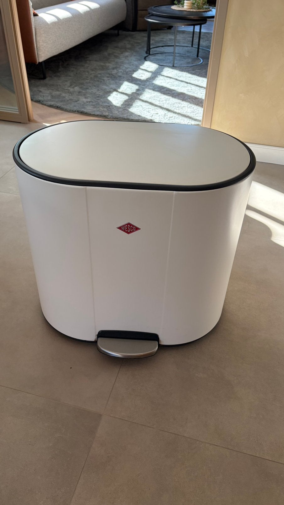 Wesco dubbele afvalbak 2x 25 liter wit, Ophalen, Zo goed als nieuw, Kunststof