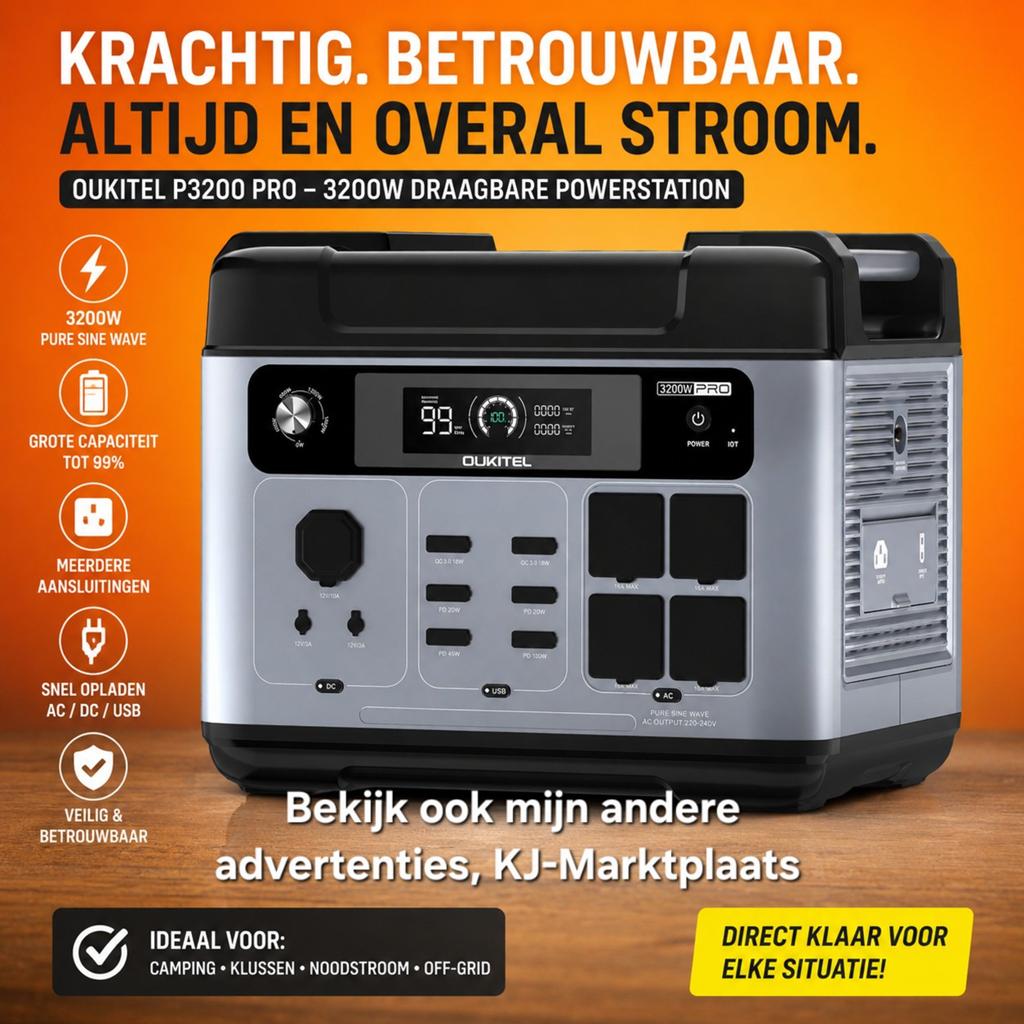 🔋OUKITEL P2001 PRO Power Station 3200W 2048Wh | Mod. 2026, Ophalen of Verzenden, Nieuw, Oplaadbaar