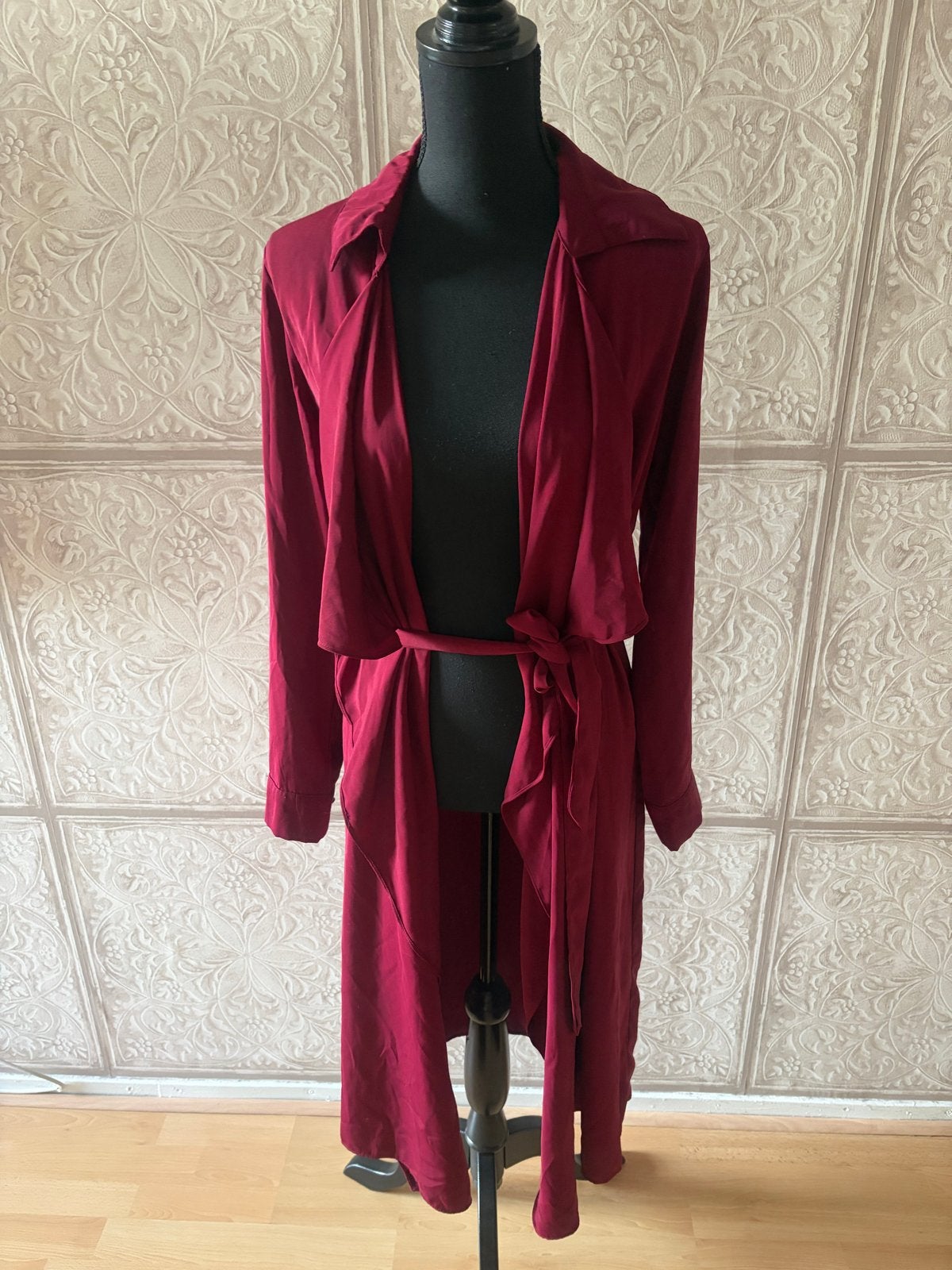 Le Boutique bordeaux lange vest/jasje S/M, Ophalen of Verzenden, Zo goed als nieuw, Maat 36 (S), Rood