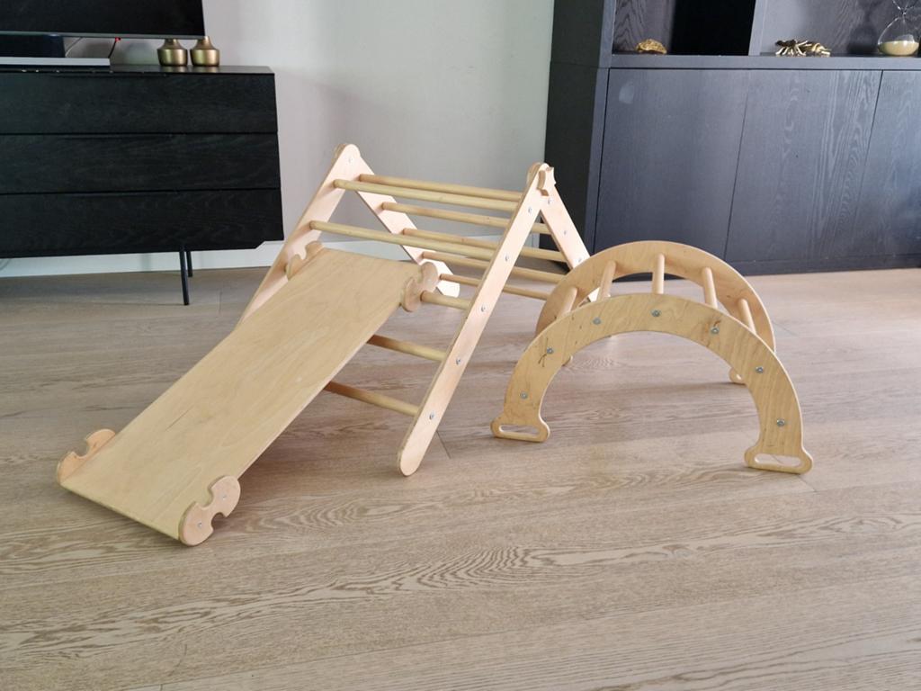 Driehoek met Glijbaan en Klimboog - Montessori Speelgoed, Ophalen, Zo goed als nieuw, Klimwand